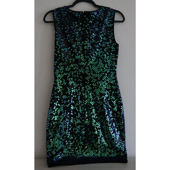 SHO by Tadashi Shoji Sz XS Shamrock Sequin Above The Knee Body-Con Dress - Picture 5 of 16